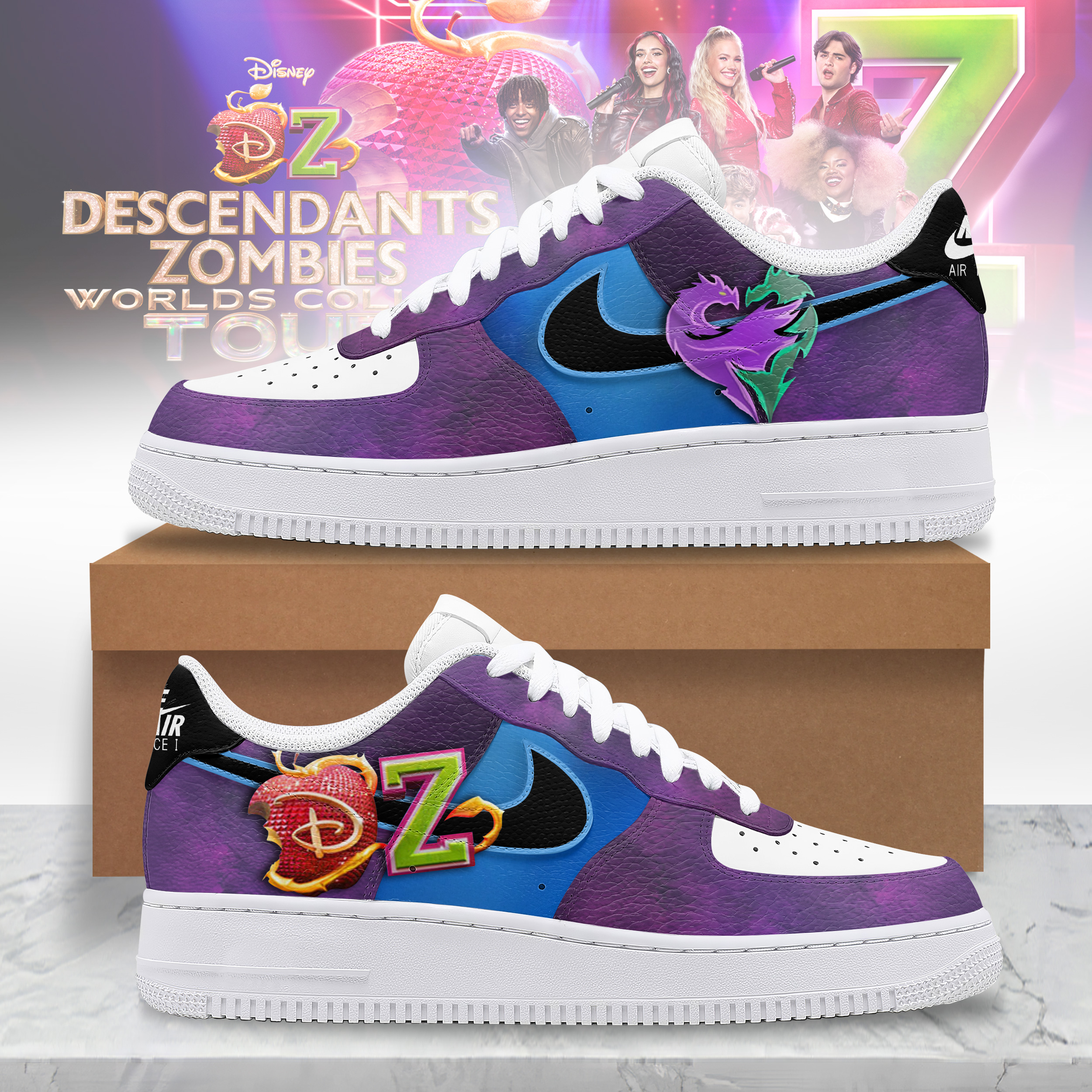 Descendants Zombies Worlds Collide Tour Disney Concerts Air Force 1 Sneakers Descendants Zombies Worlds Collide Tour Disney Concerts Air Force 1 Sneakers