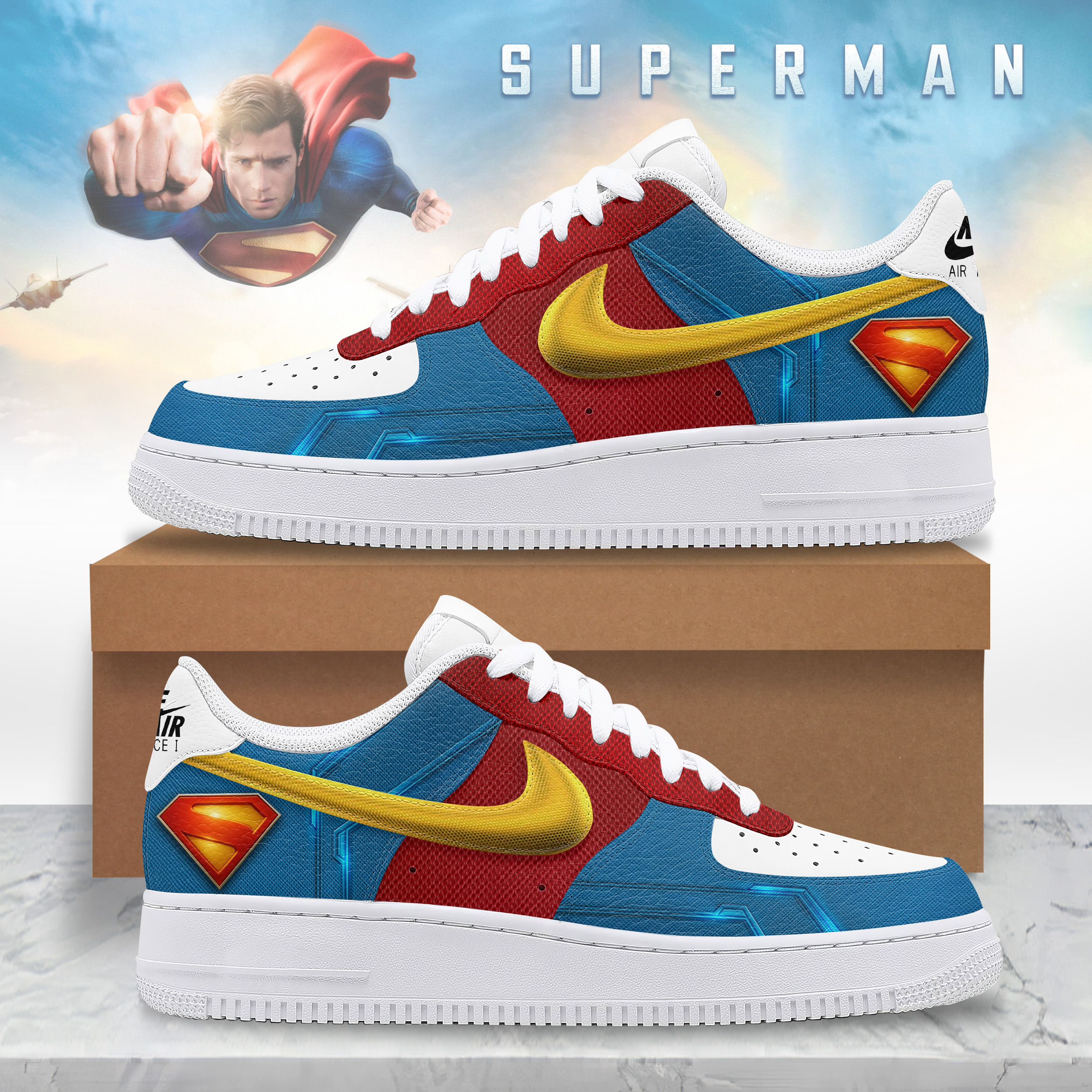 Superman Cosplay Limited Edition Air Force 1 Sneaker Superman Cosplay Limited Edition Air Force 1 Sneaker