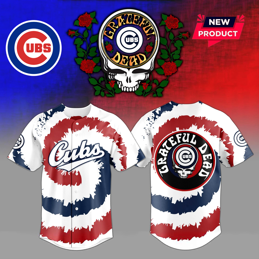 Chicago Cubs x Grateful Dead Personalized Baseball Jersey Outfit 3D Baseball Jersey Chicago Cubs x Grateful Dead Personalized Baseball Jersey Outfit 3D Baseball Jersey