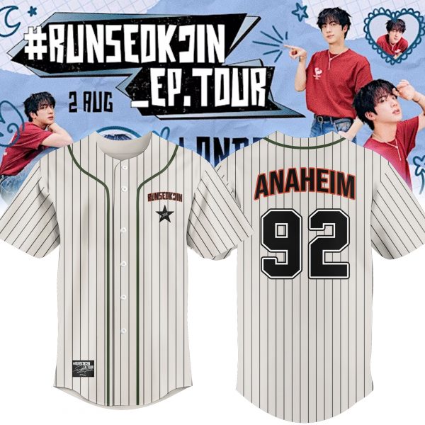 Jin BTS #RUNSEOKJIN_EP.TOUR x Anaheim 2025 Baseball Jersey