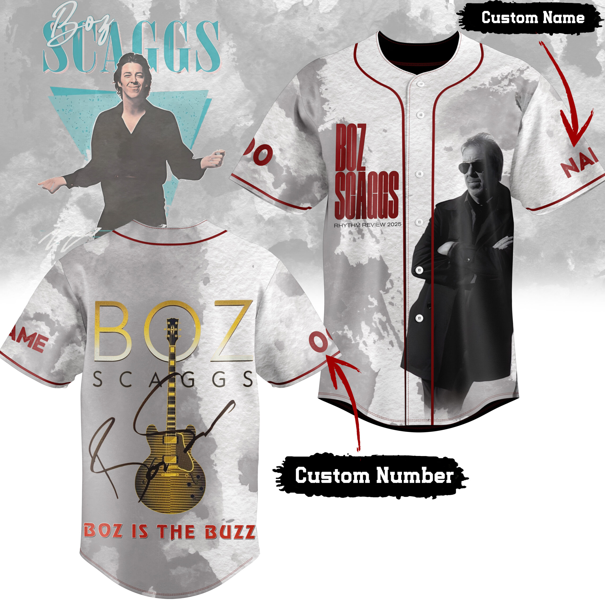 Boz Scaggs Rhythm Review 2025 Custom Name Baseball Jersey Boz Scaggs Rhythm Review 2025 Custom Name Baseball Jersey