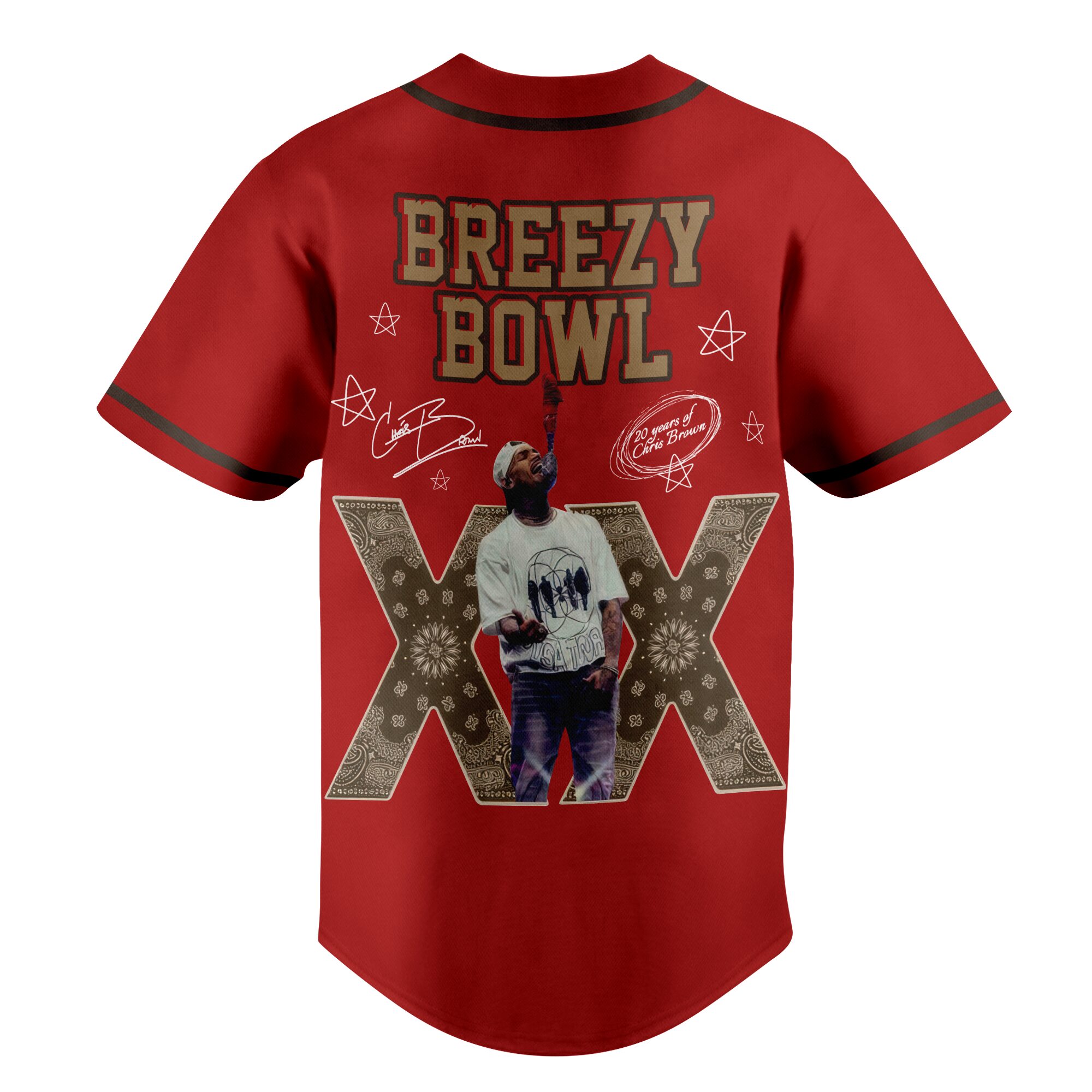 Chris Brown "Breezy Bowl XX" Stadium World Tour Baseball Jersey Chris Brown "Breezy Bowl XX" Stadium World Tour Baseball Jersey