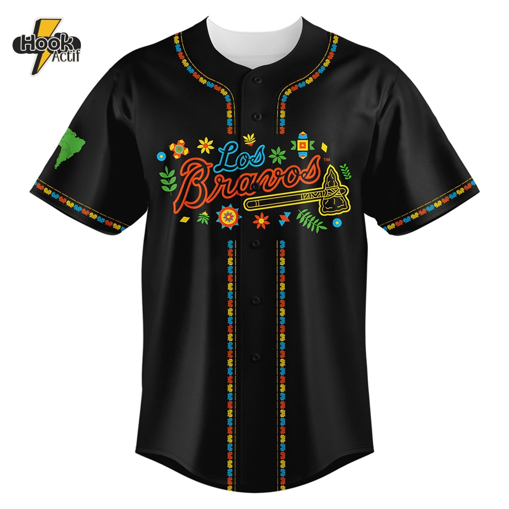 Atlanta Braves Los Bravos Night Custom Baseball Jersey Atlanta Braves Los Bravos Night Custom Baseball Jersey