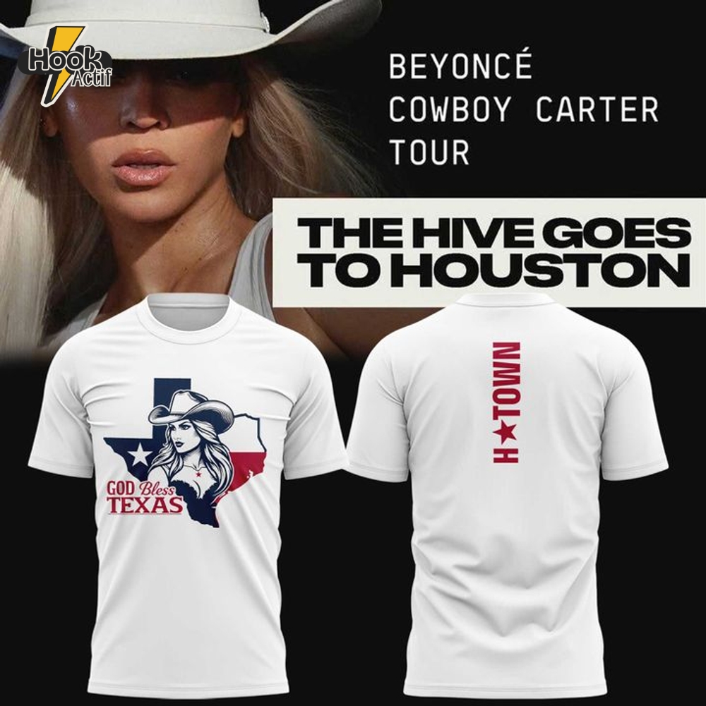 Beyonce Cowboys Carter Tour "God Bless Texas" White Tee Beyonce Cowboys Carter Tour "God Bless Texas" White Tee