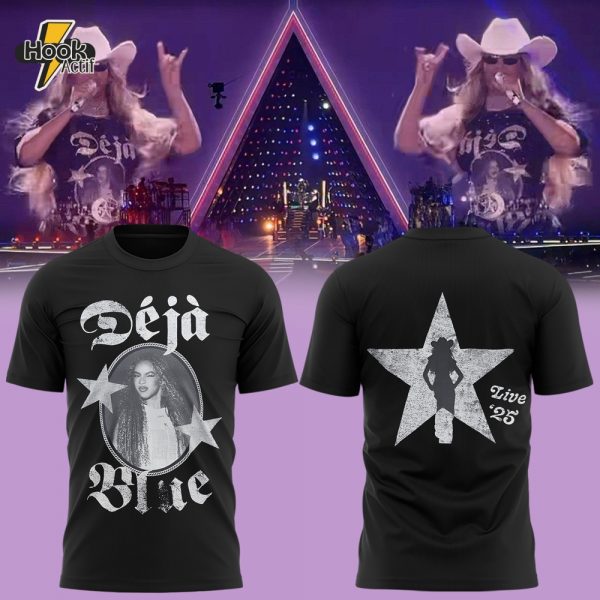 COWBOY CARTER Tour 2025 "DEJA BLUE" T-Shirt - Black