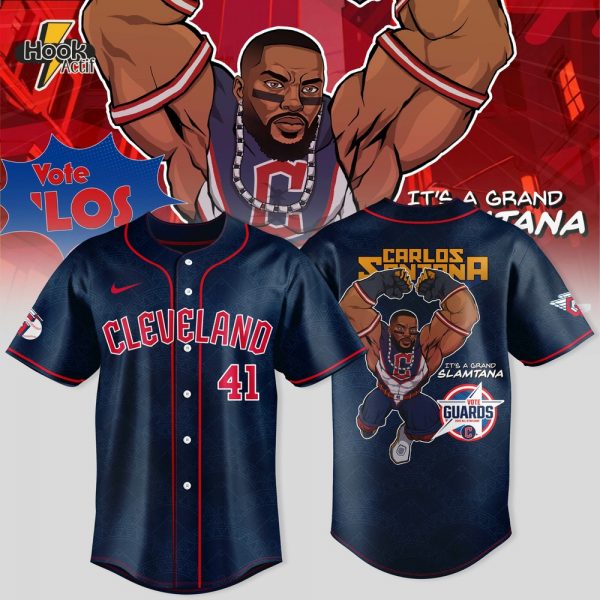 Cleveland Guardians x Guardian Power: All-Star Edition "Carlos Santana" Special Black Baseball Jersey