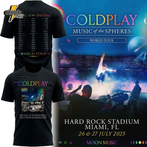 Coldplay Hard Rock Stadium 2025 Music of the Spheres World Tour Shirt