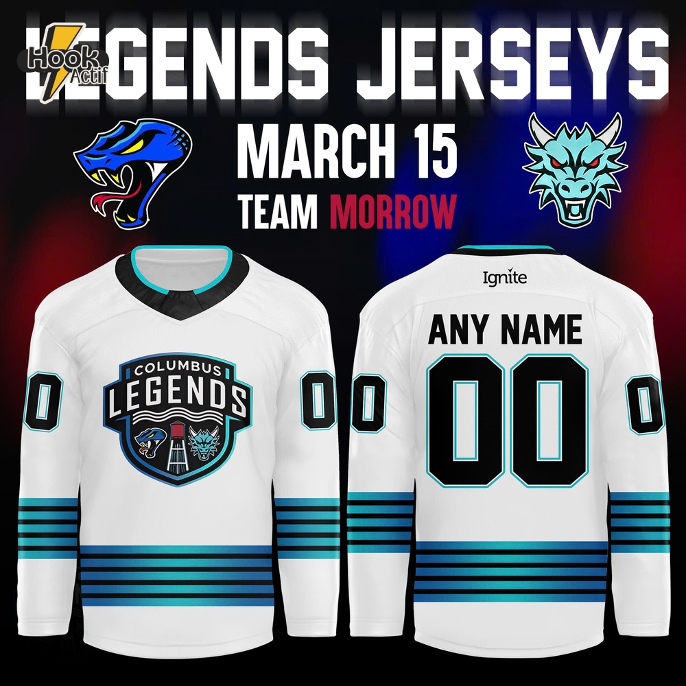 Columbus River Dragons "Legends Night" 2025 Hockey Jersey - White Columbus River Dragons "Legends Night" 2025 Hockey Jersey - White