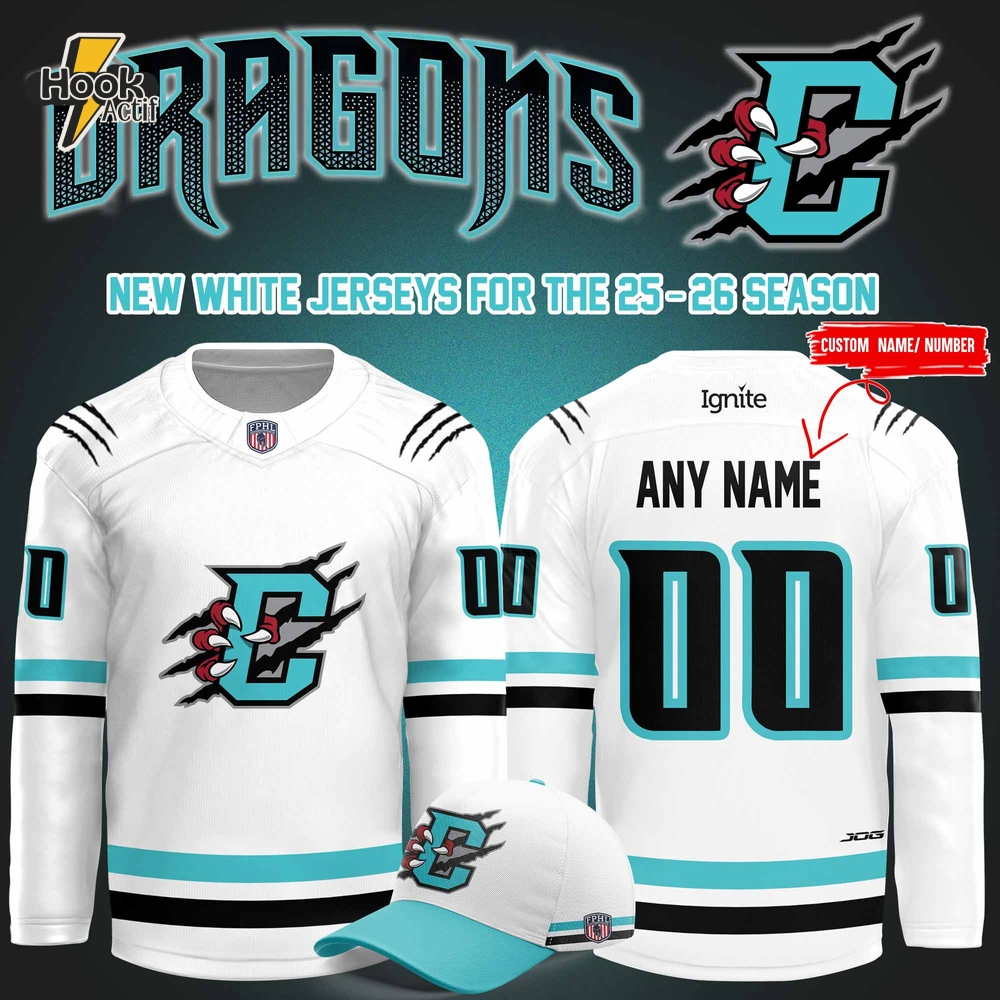 Columbus River Dragons New 2025 White Custom Hockey Jersey Columbus River Dragons New 2025 White Custom Hockey Jersey