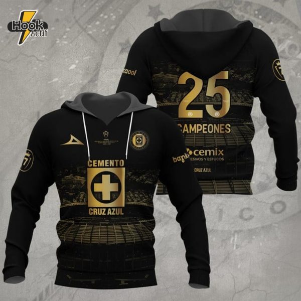 Cruz Azul Football Campeones Concacaf Champions Cup Torneo 2025 3D Hoodie