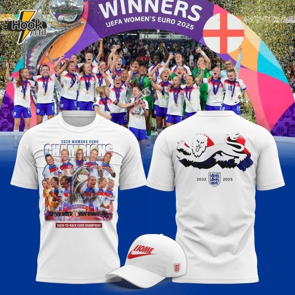 England Lionesses 2025 Winners T-Shirt - White - Unisex