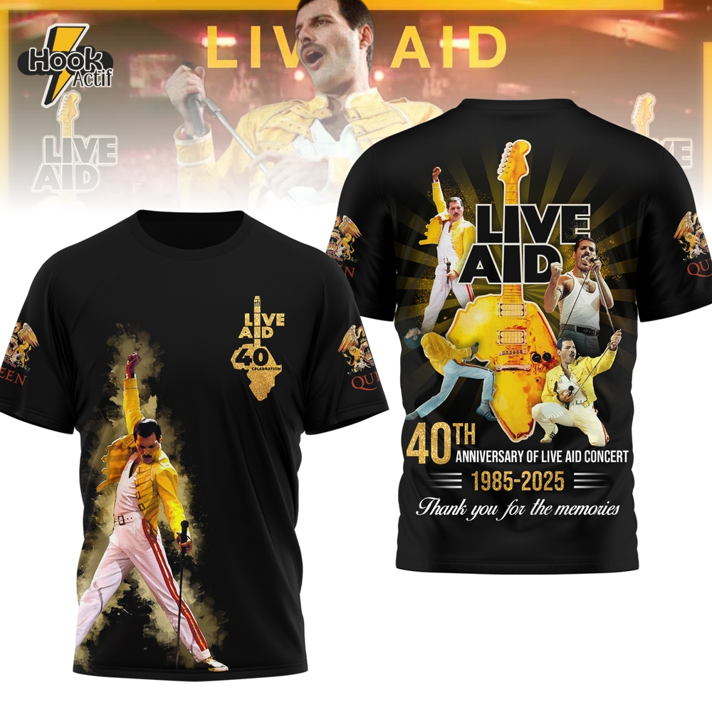 Freddie Mercury "40TH ANNIVERSARY OF LIVE AID CONCERT" T-Shirt Freddie Mercury "40TH ANNIVERSARY OF LIVE AID CONCERT" T-Shirt