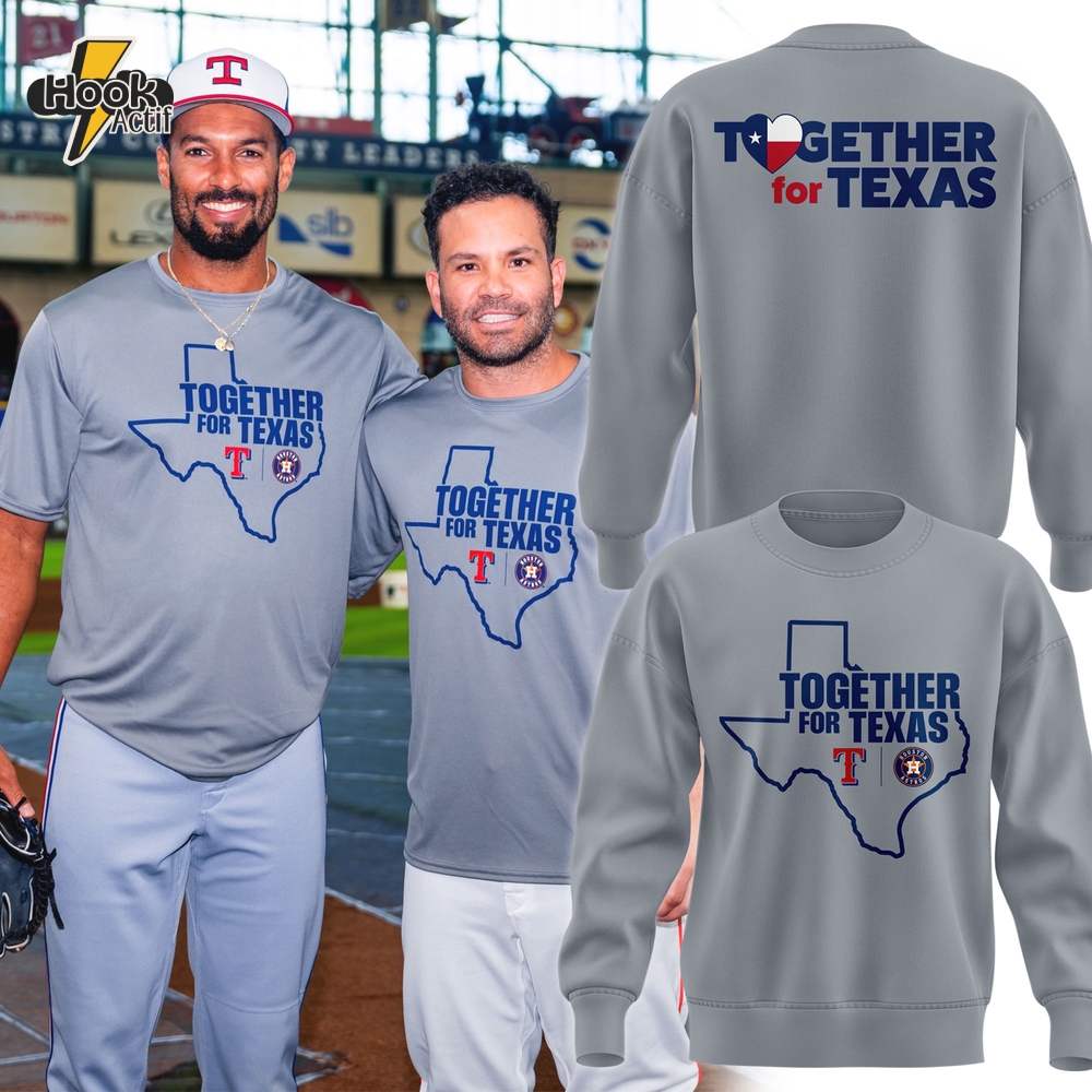 Houston Astros x Texas Rangers "Together For Texas" Special Grey Sweatshirt Houston Astros x Texas Rangers "Together For Texas" Special Grey Sweatshirt