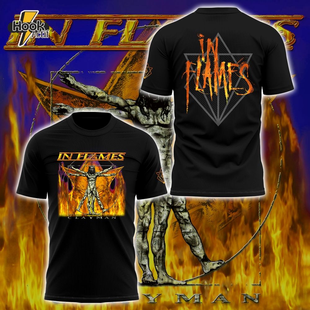 In Flames Happy 25th Birthday to Clayman Special Black Tee In Flames Happy 25th Birthday to Clayman Special Black Tee