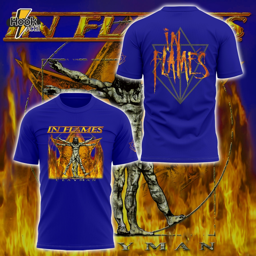 In Flames Happy 25th Birthday to Clayman Special Blue Tee In Flames Happy 25th Birthday to Clayman Special Blue Tee