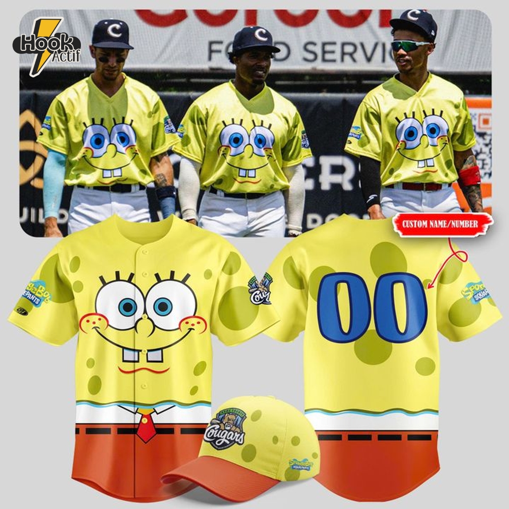 Kane County Cougars x SpongeBob SquarePants Personalized Baseball Jersey Kane County Cougars x SpongeBob SquarePants Personalized Baseball Jersey