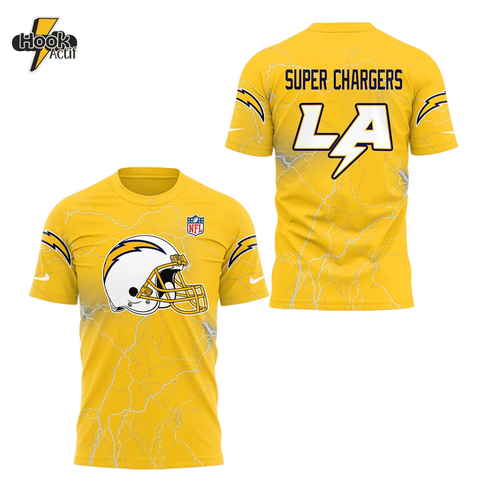 Los Angeles Chargers "Super Chargers" 2025 Yellow Shirt Los Angeles Chargers "Super Chargers" 2025 Yellow Shirt