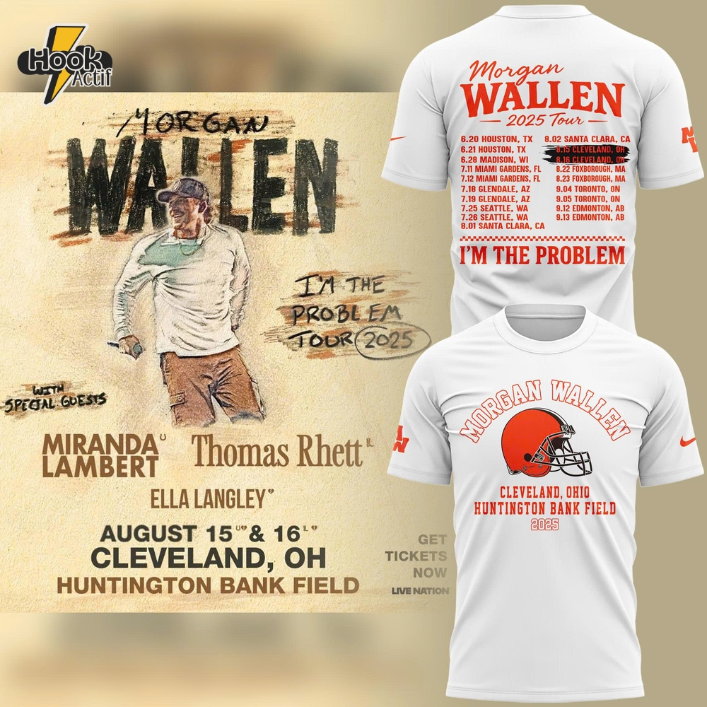 Morgan Wallen x Cleveland Browns T-Shirt 2025 For Fans! - White Morgan Wallen x Cleveland Browns T-Shirt 2025 For Fans! - White