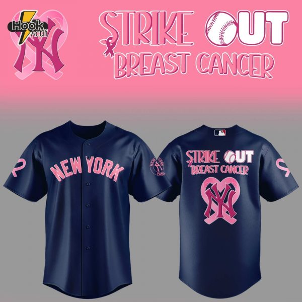 New York Yankees Strike Out Cancer Special Blue Baseball Jersey