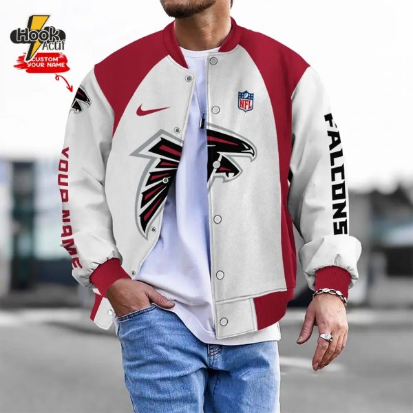 Nfl Atlanta Falcons Bomber Jacket Button Down Baseball Varsity