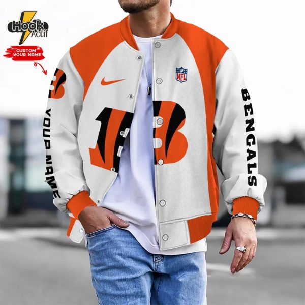 Nfl Cincinnati Bengals Bomber Jacket Button Down Baseball Varsity