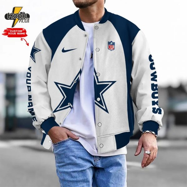 Nfl Dallas Cowboys Bomber Jacket Button Down Baseball Varsity