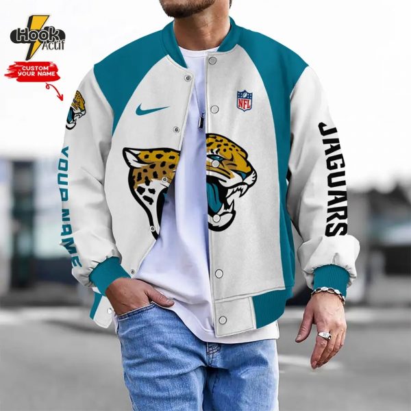 Nfl Jacksonville Jaguars Bomber Jacket Button Down Baseball Varsity