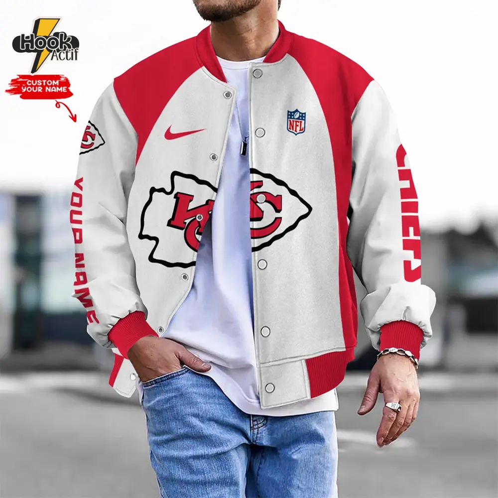 Nfl Kansas City Chiefs Bomber Jacket Button Down Baseball Varsity Nfl Kansas City Chiefs Bomber Jacket Button Down Baseball Varsity