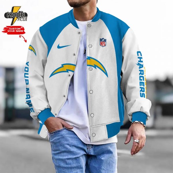 Nfl Los Angeles Chargers Bomber Jacket Button Down Baseball Varsity