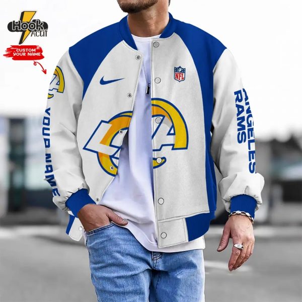 Nfl Los Angeles Rams Bomber Jacket Button Down Baseball Varsity