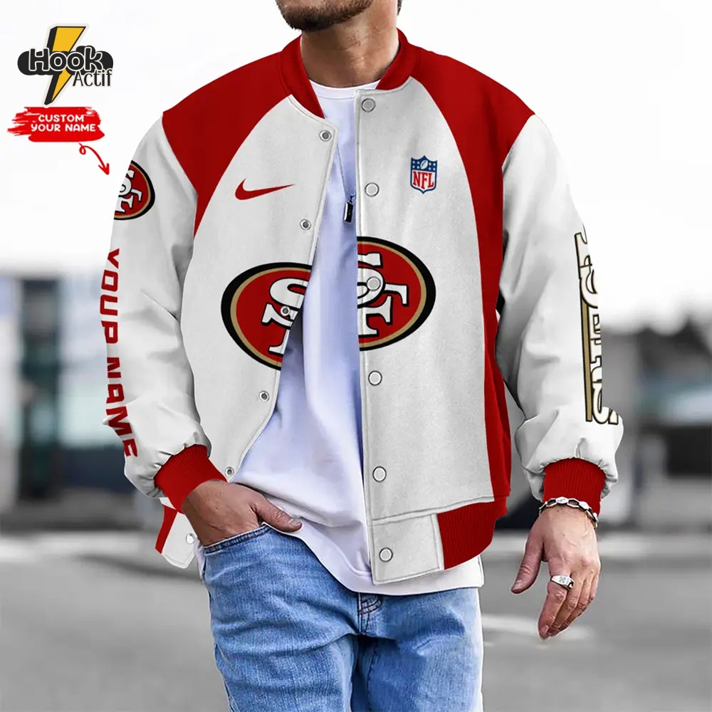 Nfl San Francisco 49ers Bomber Jacket Button Down Baseball Varsity Nfl San Francisco 49ers Bomber Jacket Button Down Baseball Varsity