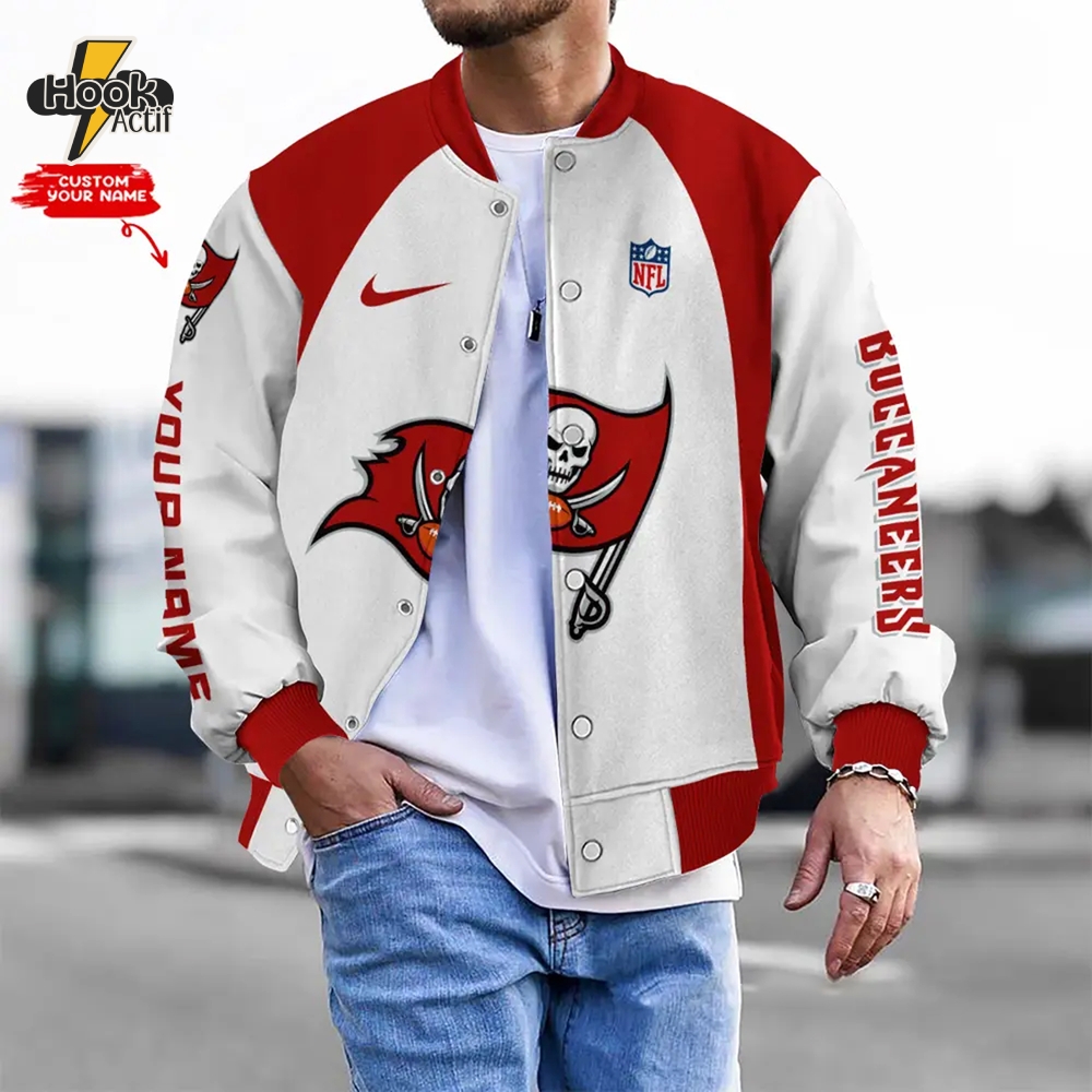 Nfl Tampa Bay Buccaneers Bomber Jacket Button Down Baseball Varsity Nfl Tampa Bay Buccaneers Bomber Jacket Button Down Baseball Varsity