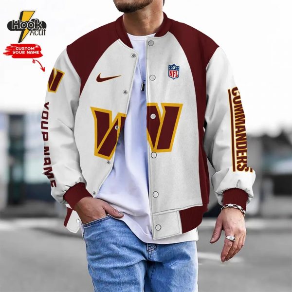 Nfl Washington Commanders Bomber Jacket Button Down Baseball Varsity