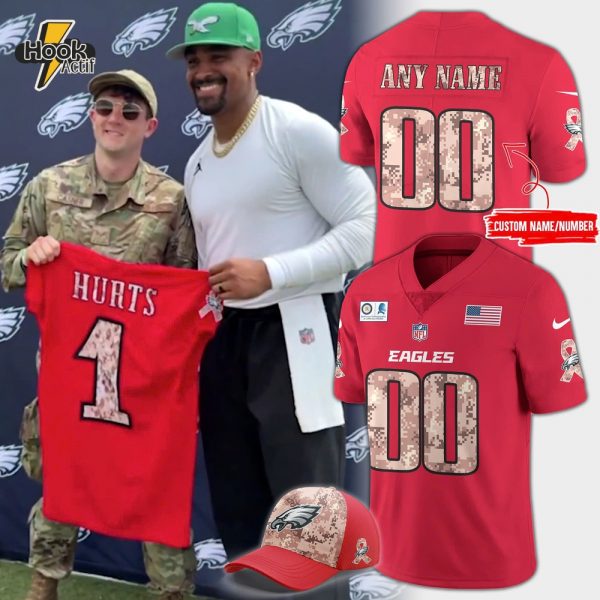 Philadelphia Eagles 2025 Military Appreciation Day Football Jersey - Red
