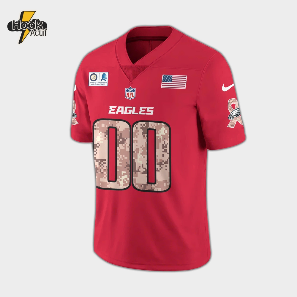 Philadelphia Eagles 2025 Military Appreciation Day Football Jersey - Red Philadelphia Eagles 2025 Military Appreciation Day Football Jersey - Red