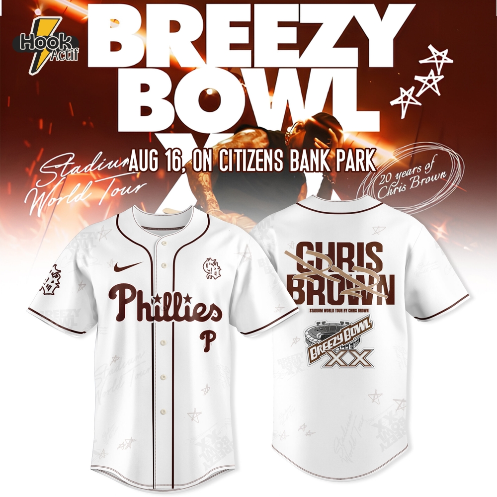 Philadelphia Phillies x Breezy Bowl XX Tour 2025 Special Baseball Jersey - White Philadelphia Phillies x Breezy Bowl XX Tour 2025 Special Baseball Jersey - White