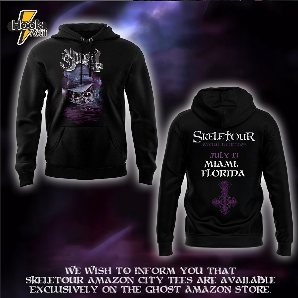 The Band Ghost "The SKELETOUR" Miami Tour Hoodie The Band Ghost "The SKELETOUR" Miami Tour Hoodie