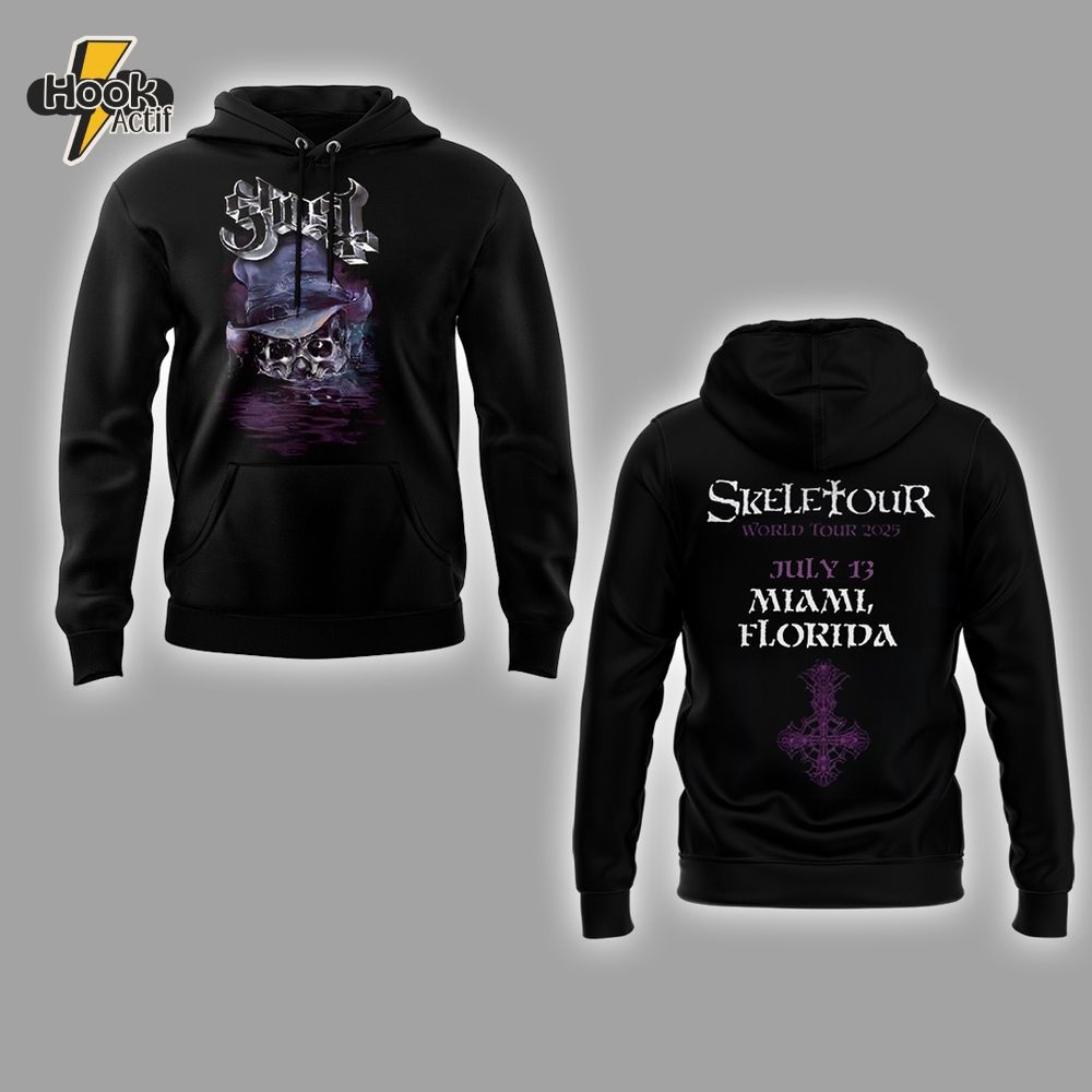The Band Ghost "The SKELETOUR" Miami Tour Hoodie The Band Ghost "The SKELETOUR" Miami Tour Hoodie