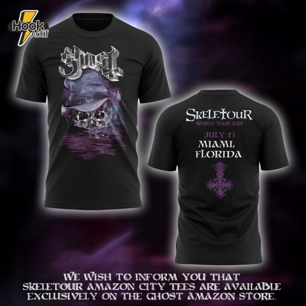 The Band Ghost "The SKELETOUR" Miami Tour Shirt