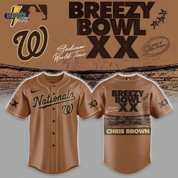 Washington Nationals x Breezy Bowl XX Special Baseball Jersey - Brown