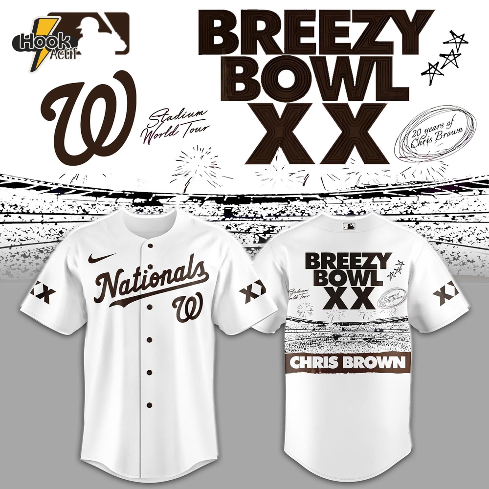 Washington Nationals x Breezy Bowl XX Special Baseball Jersey - White Washington Nationals x Breezy Bowl XX Special Baseball Jersey - White