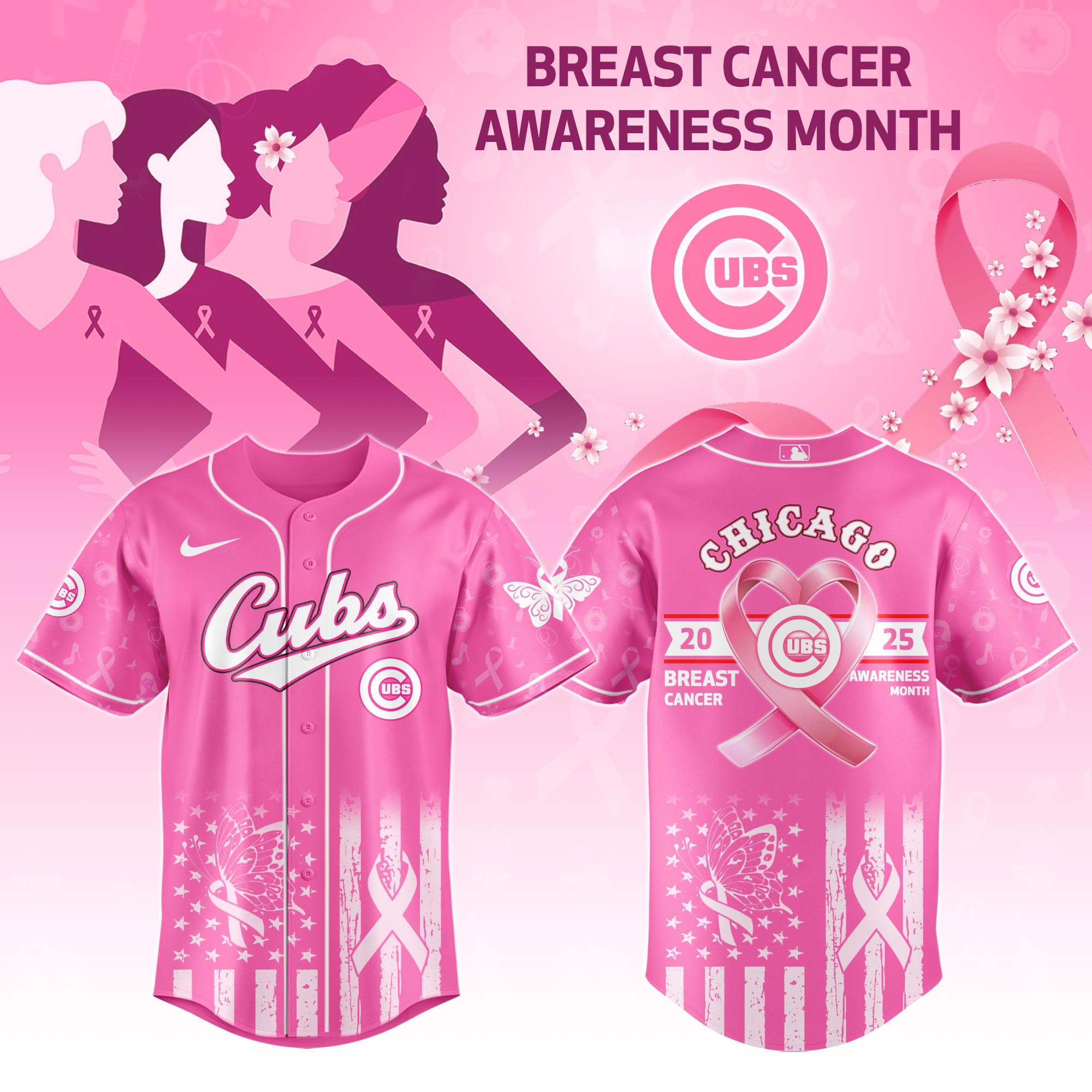 Chicago Cubs MLB x Breast Cancer Awareness Month Jersey 2025 Chicago Cubs MLB x Breast Cancer Awareness Month Jersey 2025