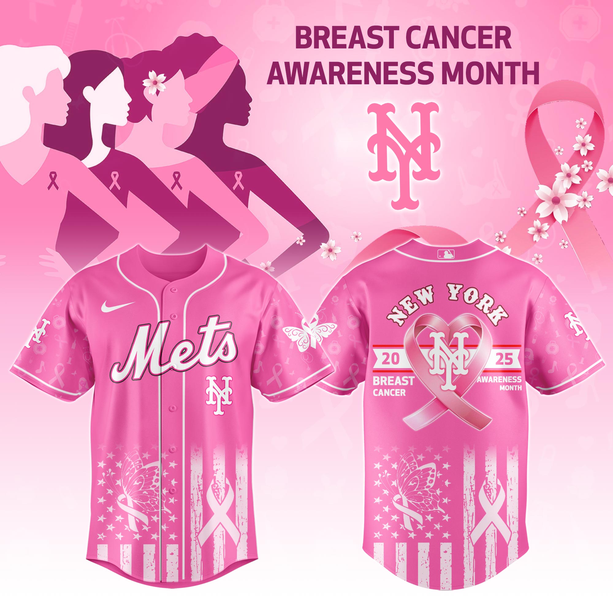 New York Mets MLB x Breast Cancer Awareness Month Jersey 2025 New York Mets MLB x Breast Cancer Awareness Month Jersey 2025
