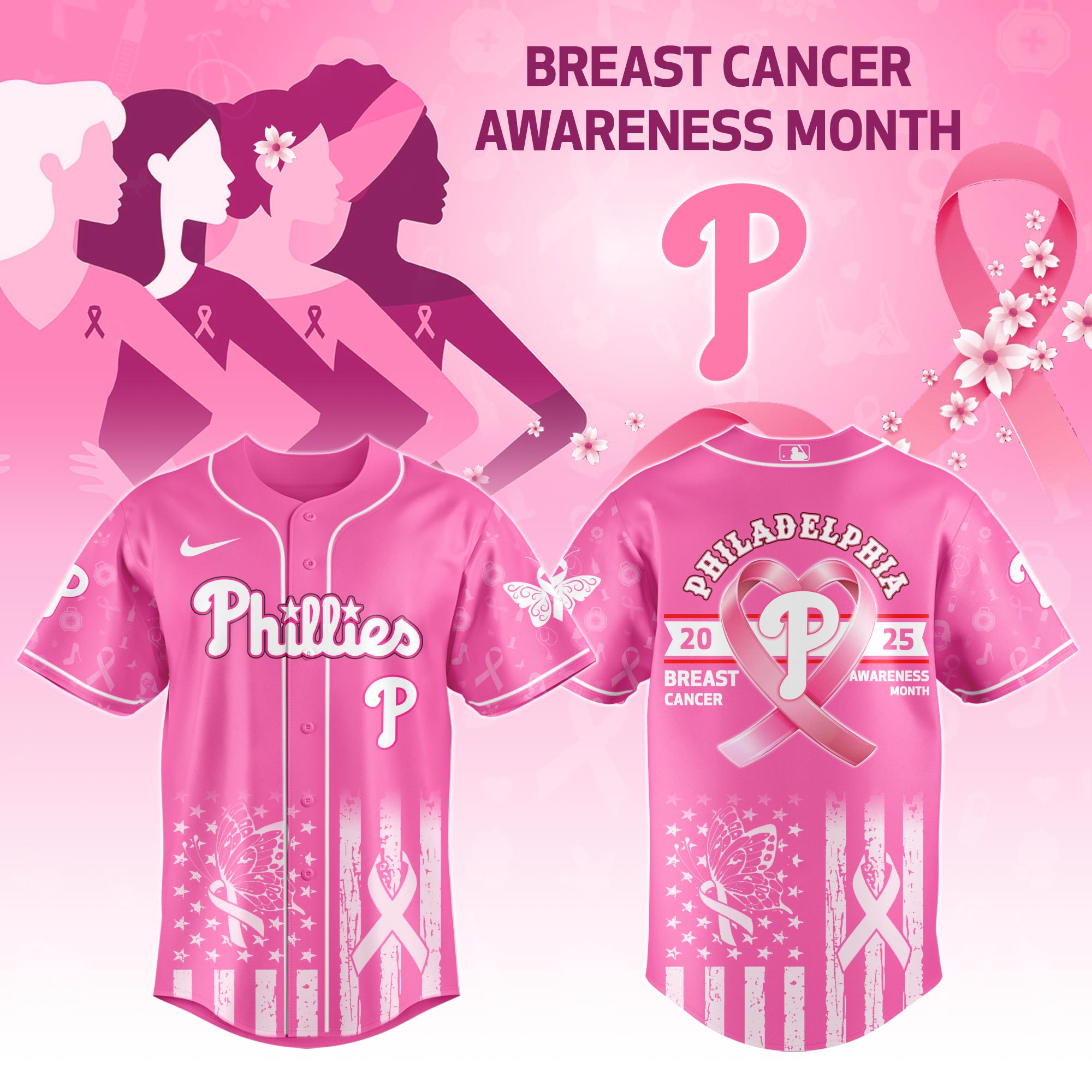 Philadelphia Phillies MLB x Breast Cancer Awareness Month Jersey 2025 Philadelphia Phillies MLB x Breast Cancer Awareness Month Jersey 2025
