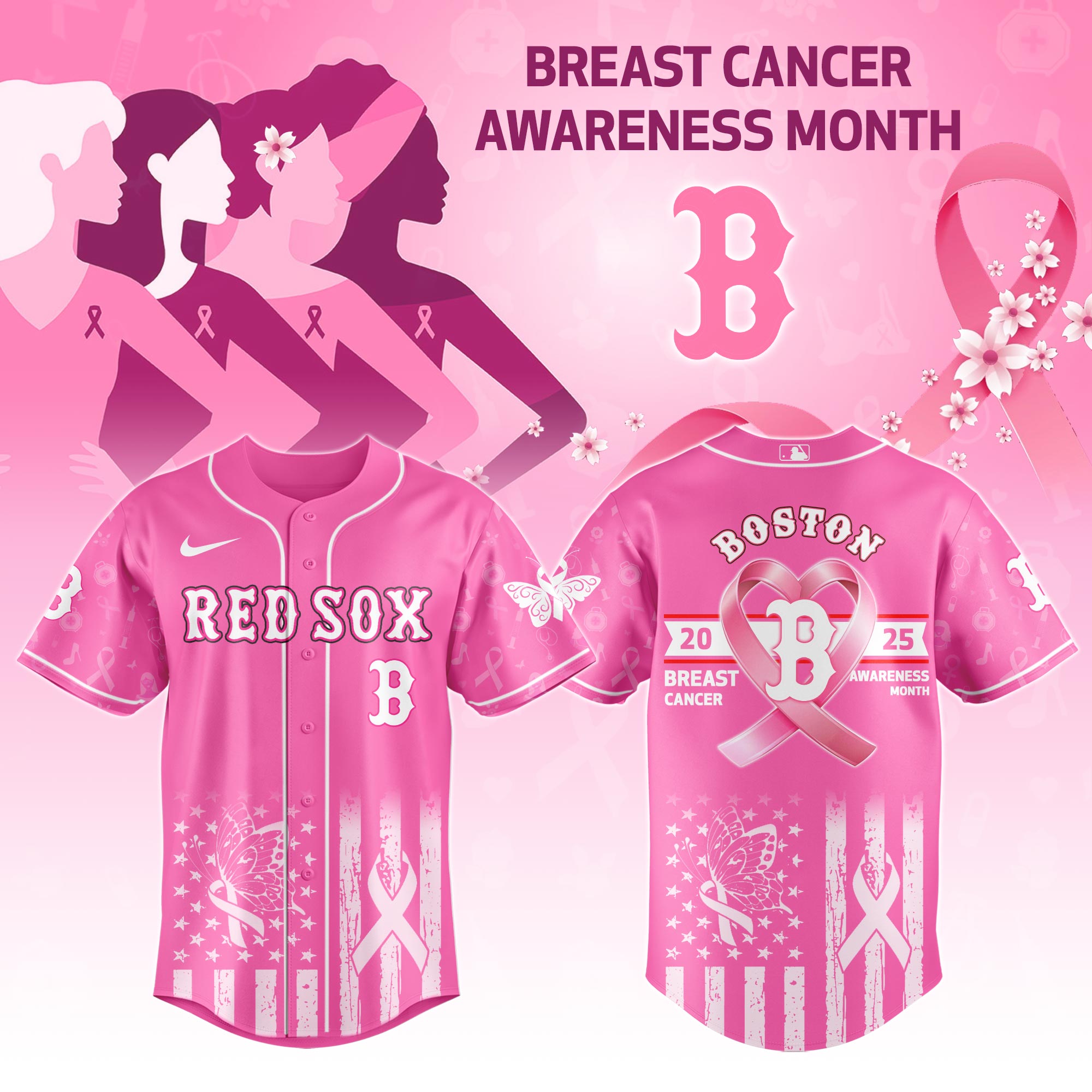Boston Red Sox MLB x Breast Cancer Awareness Month Jersey 2025 Boston Red Sox MLB x Breast Cancer Awareness Month Jersey 2025