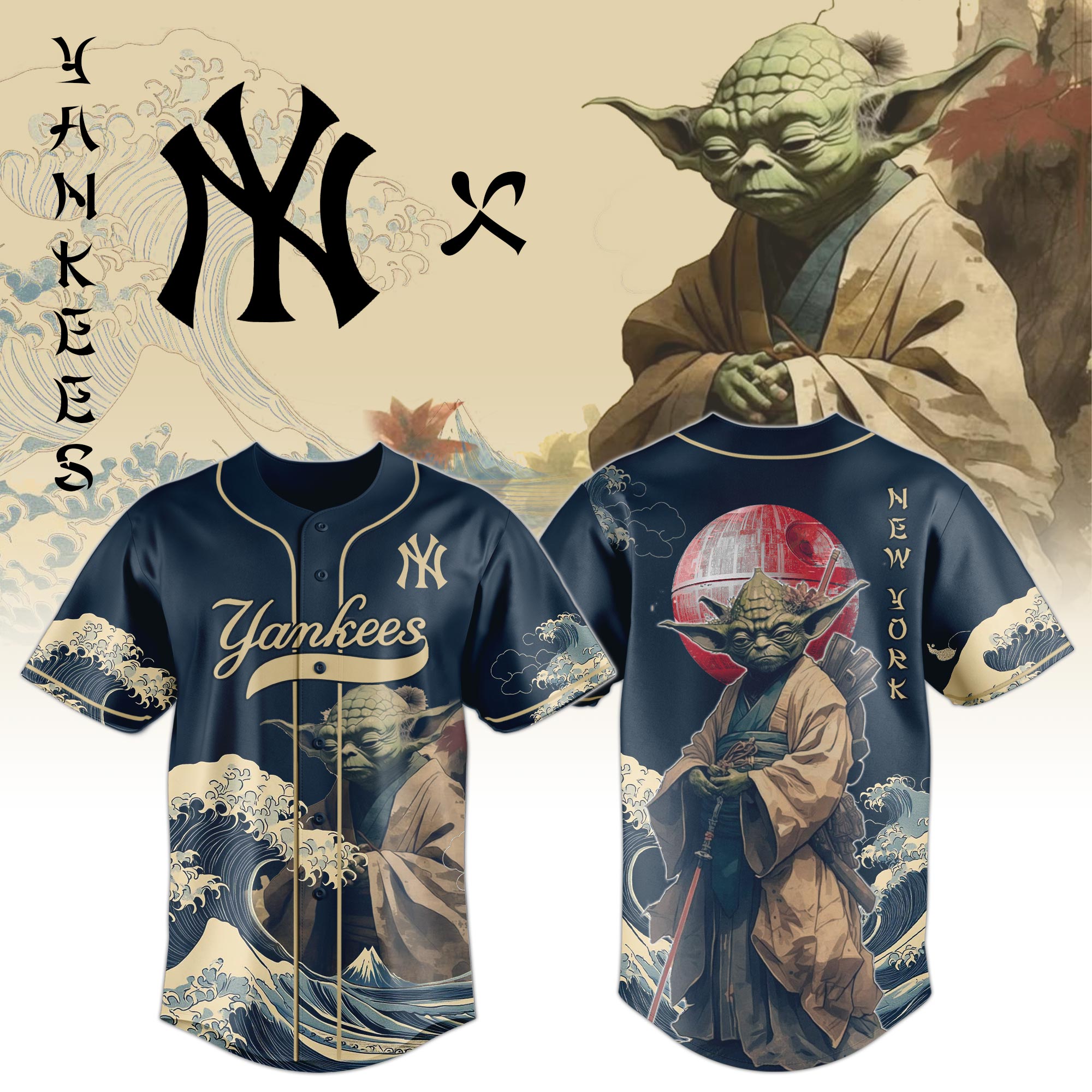 New York Yankees x Master Yoda 2025 Japan Edition Baseball Jersey New York Yankees x Master Yoda 2025 Japan Edition Baseball Jersey