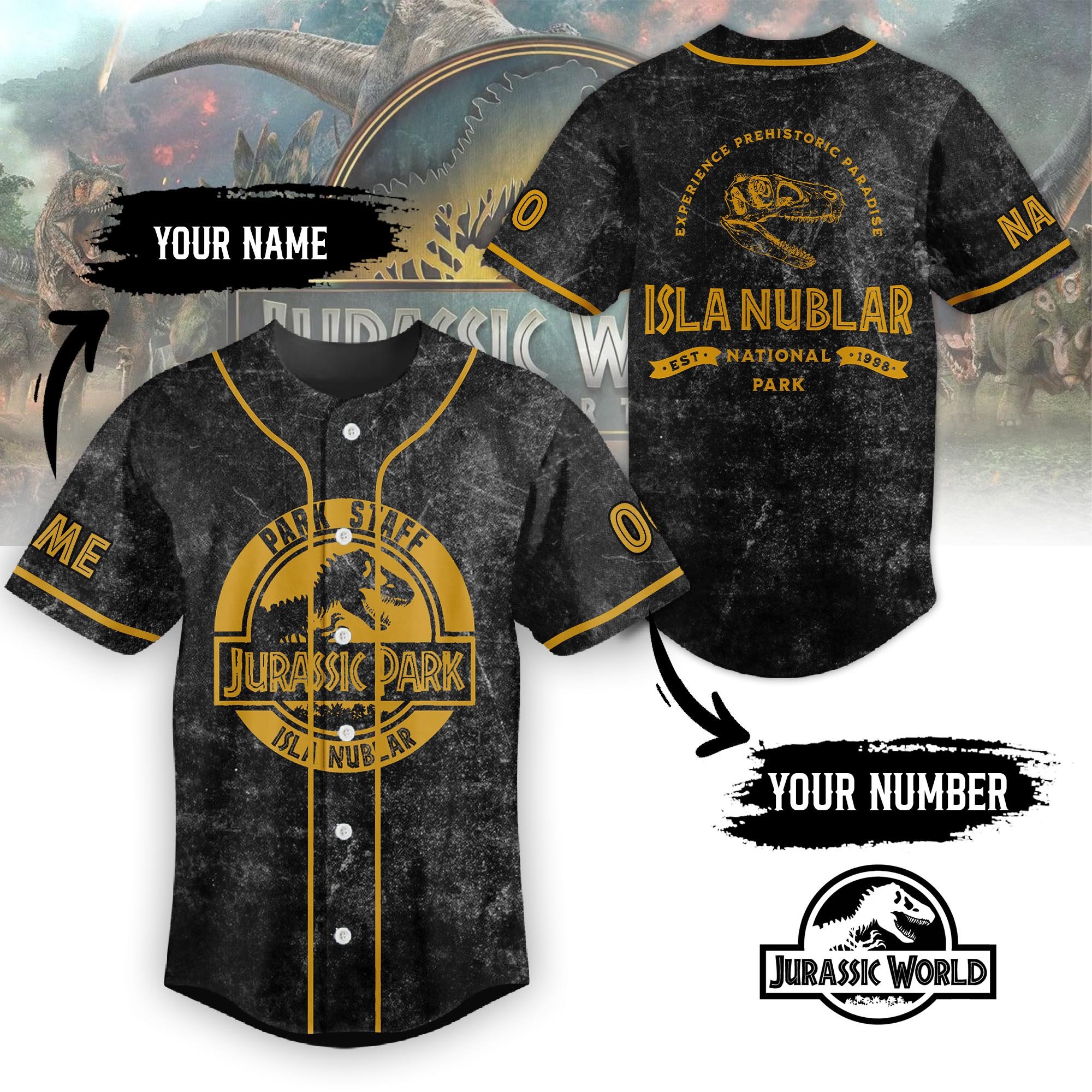 Jurassic World Baseball Jersey Jurassic World Baseball Jersey