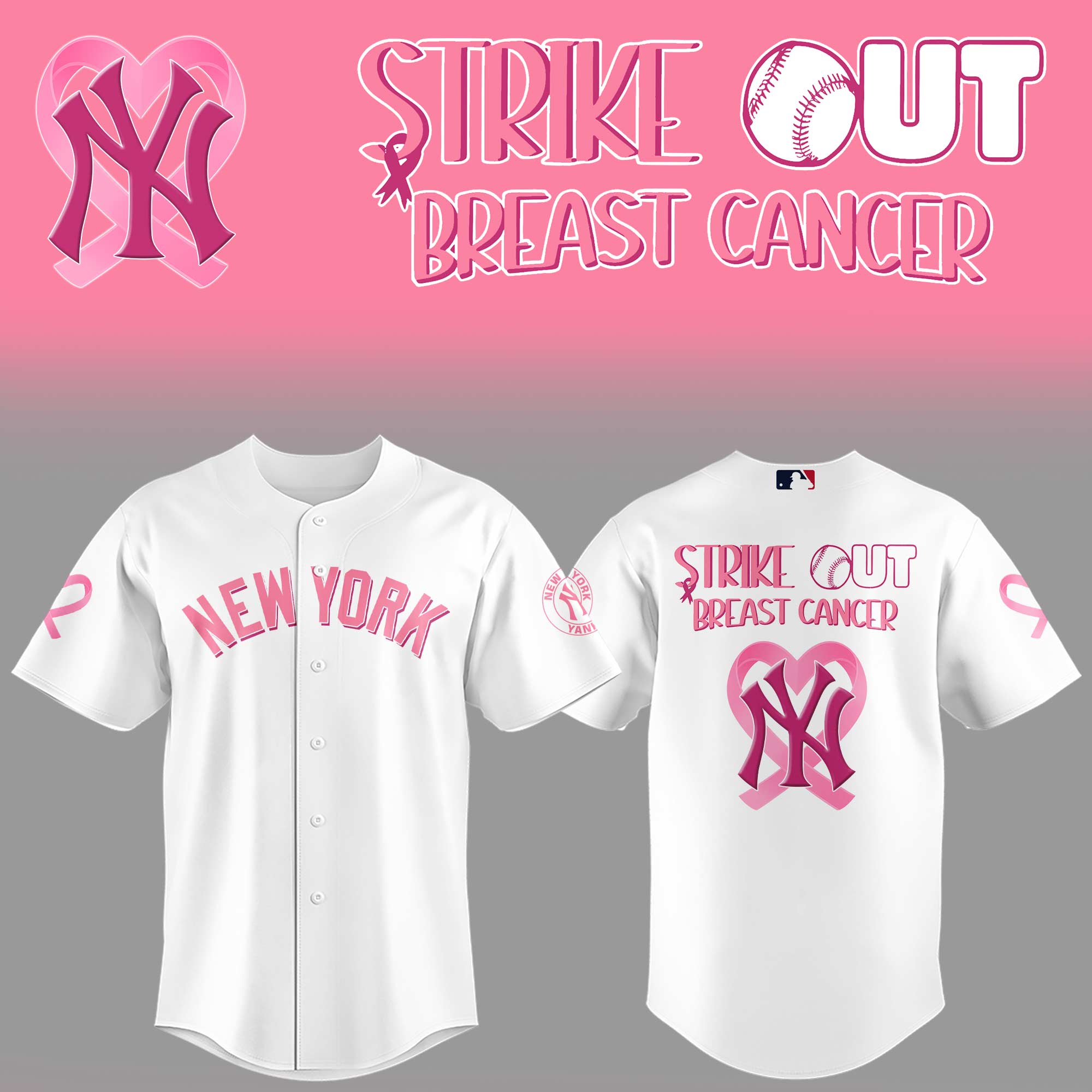 New York Yankees Strike Out Cancer Special White Baseball Jersey New York Yankees Strike Out Cancer Special White Baseball Jersey