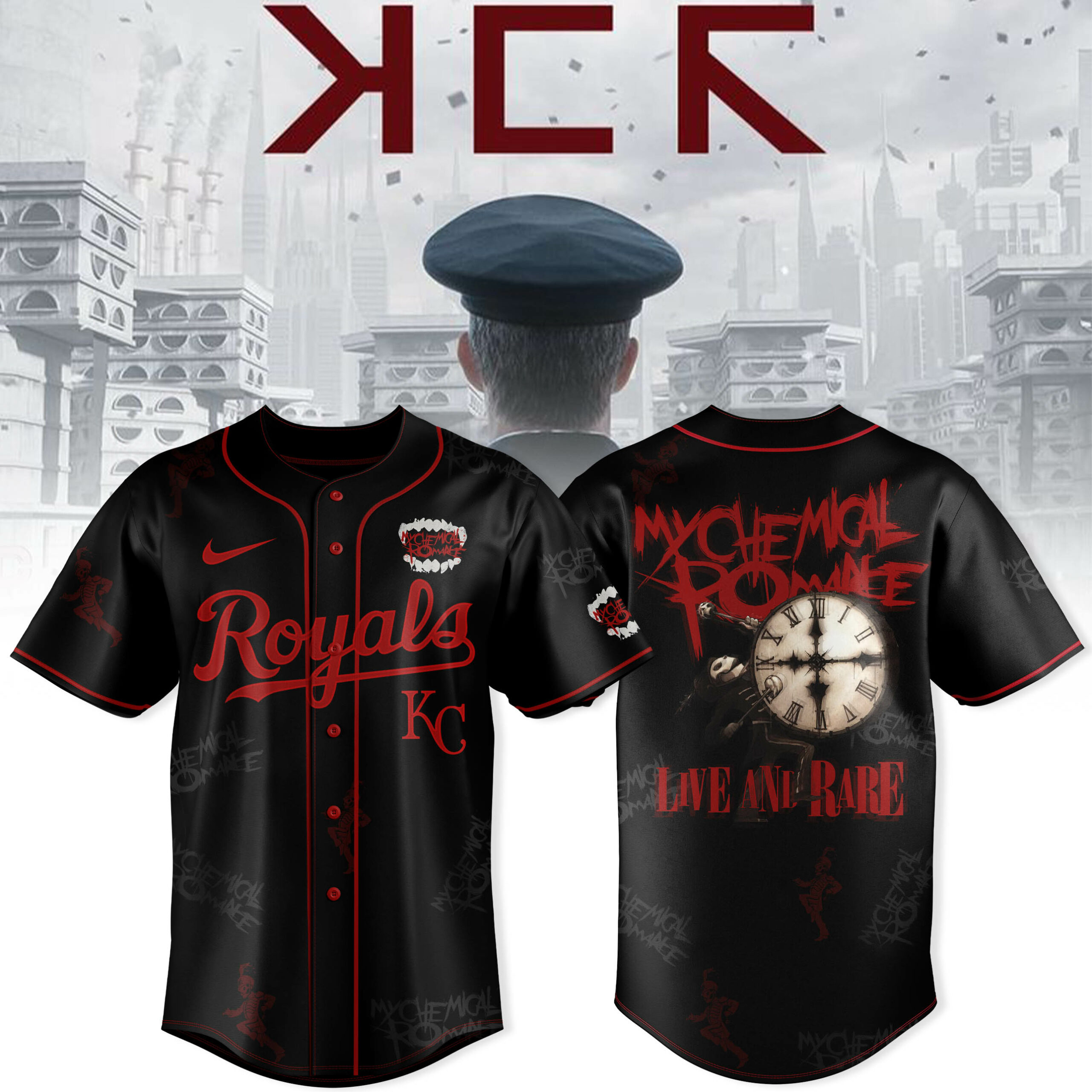 Kansas City Royals x My Chemical Romance "Long Live The Black Parade" Tour Special Baseball Jersey Kansas City Royals x My Chemical Romance "Long Live The Black Parade" Tour Special Baseball Jersey