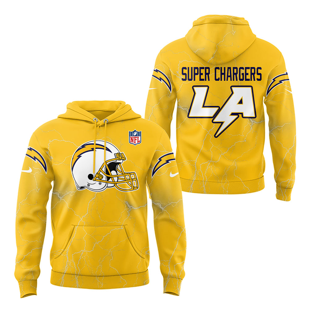 Los Angeles Chargers "Super Chargers" 2025 Yellow Hoodie Los Angeles Chargers "Super Chargers" 2025 Yellow Hoodie